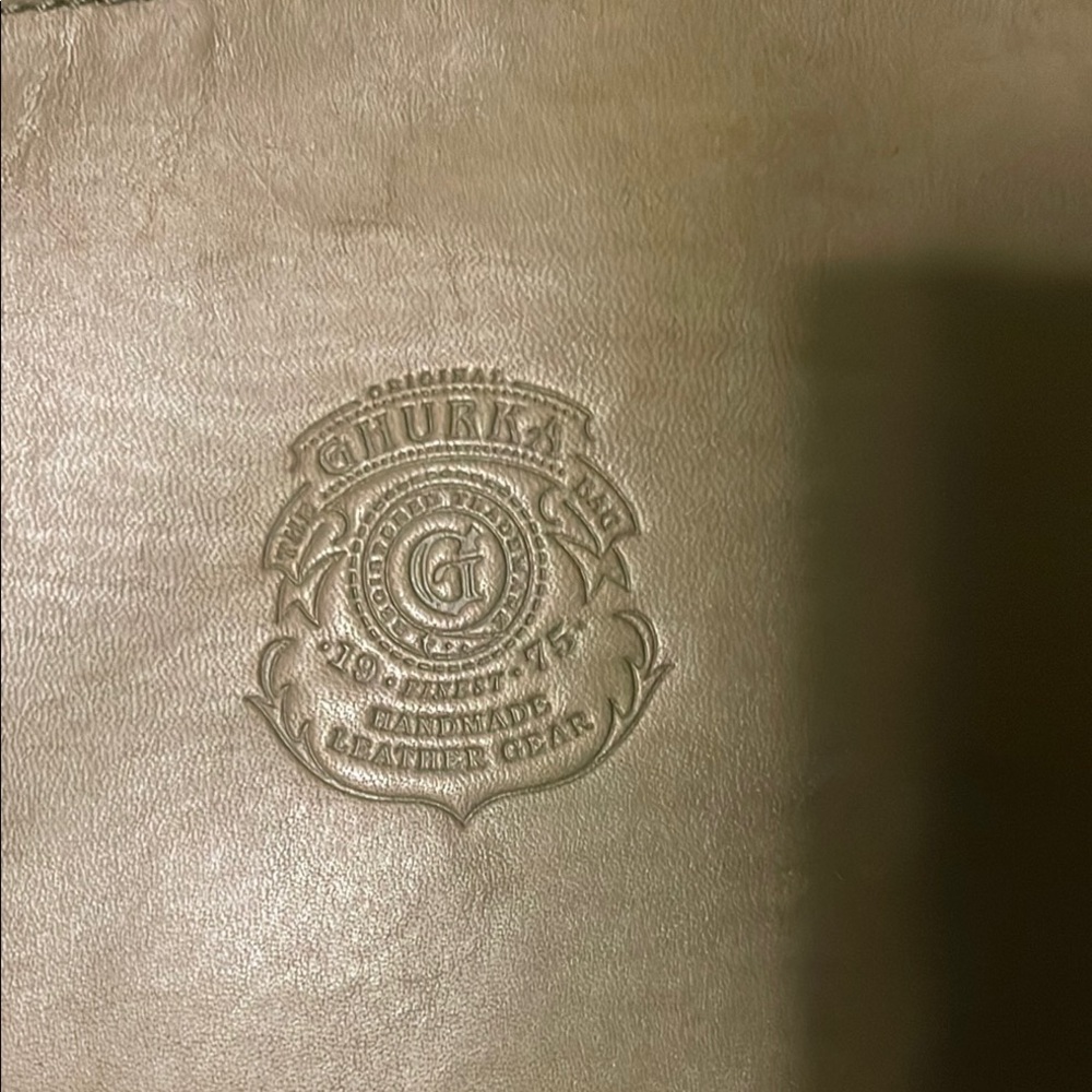 Ghurka Tan Leather Bag with Embossed Design